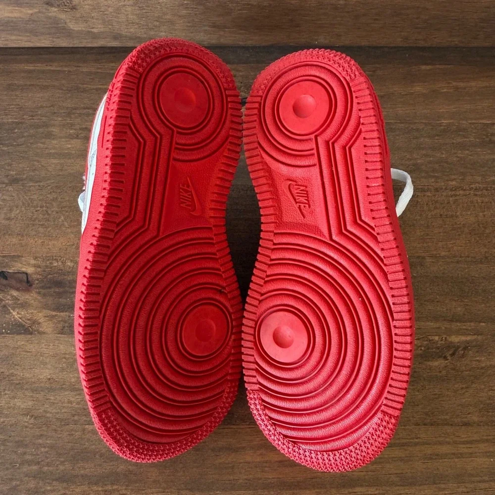 Nike Air Force 1 Low Sneakers Kids Size 11C White Red CZ5900-102
